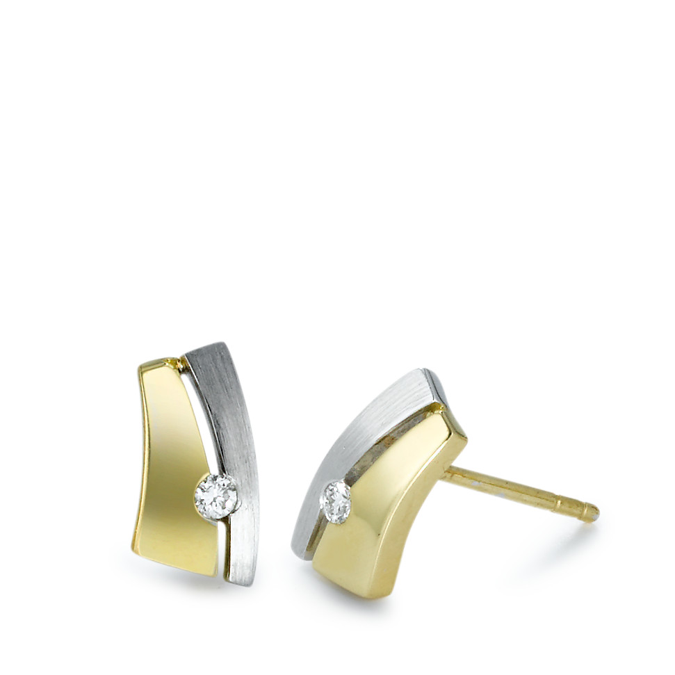 Clous d'oreilles Or jaune 18K, Or blanc 18K Diamant 0.045 ct, 2 Pierres, si-562085