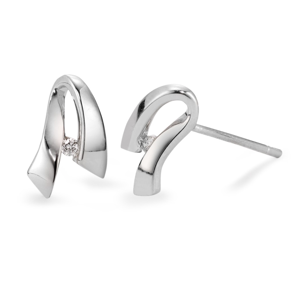 Clous d'oreilles Or blanc 18K Diamant 0.03 ct, 2 Pierres, si-562089