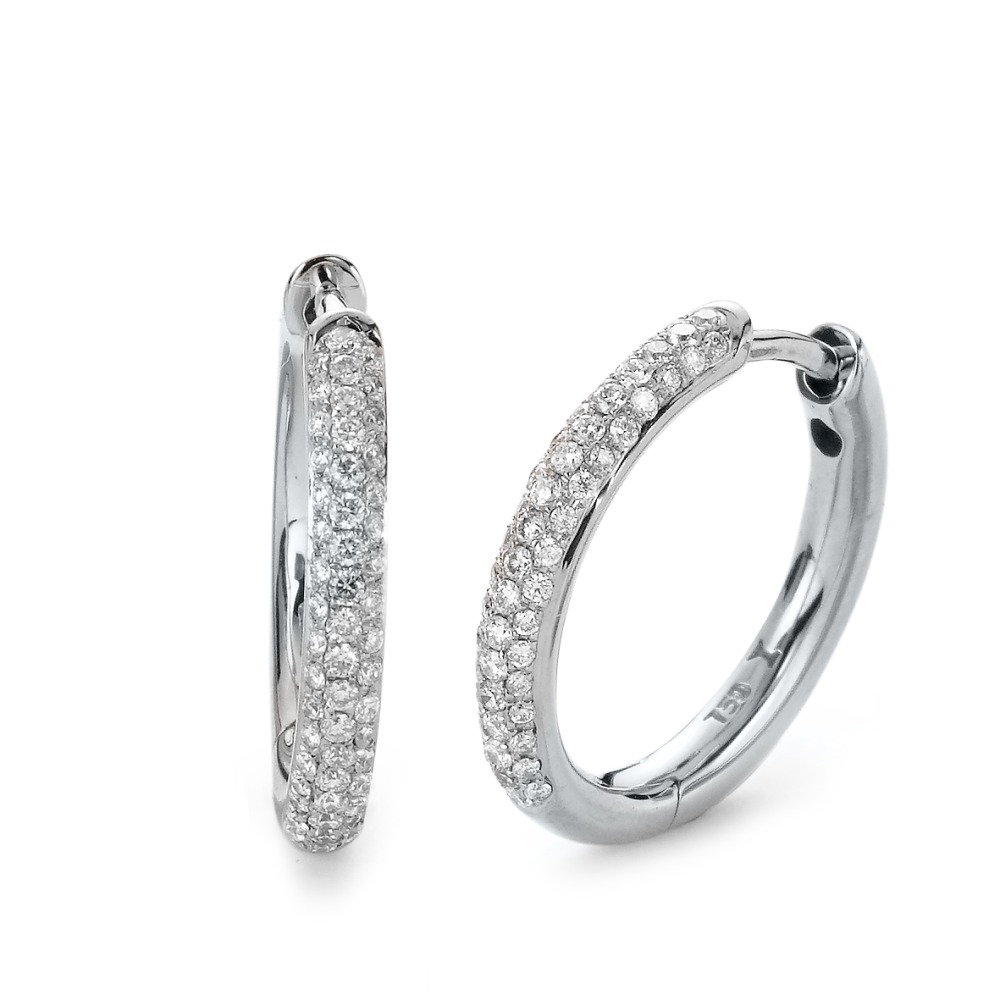 Créoles à charnières Or blanc 18K Diamant 0.36 ct, 104 Pierres, si-562092