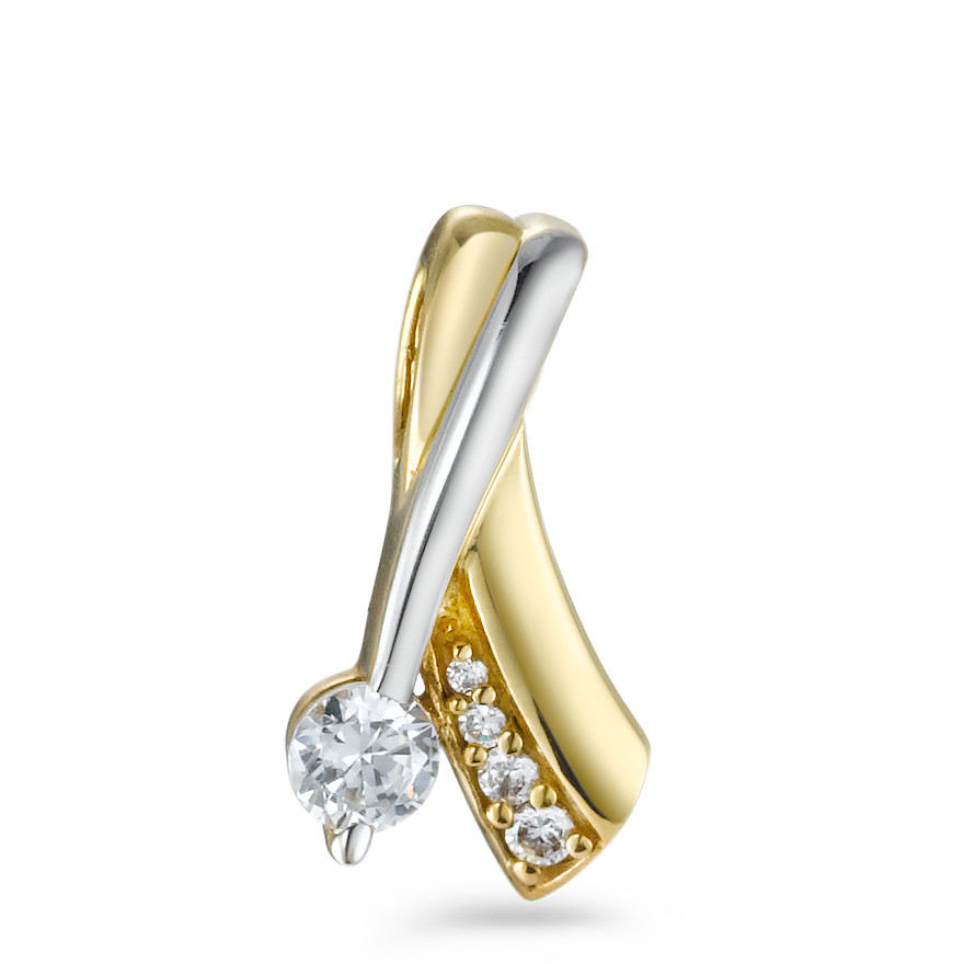 Pendentif Or jaune 18K, Or blanc 18K Zircone blanc, 5 Pierres-562276