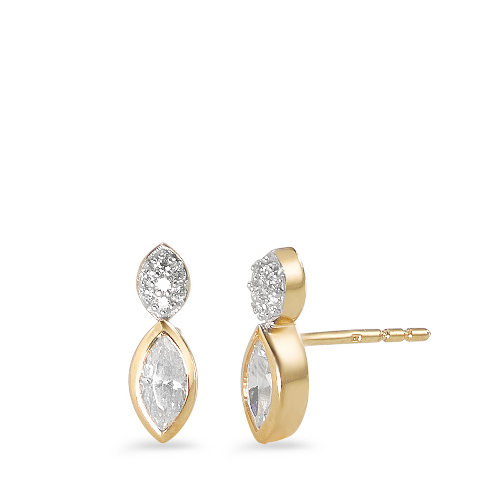 Pendant d'oreilles Or jaune 9K, Or blanc 9K Zircone blanc, 16 Pierres-562285