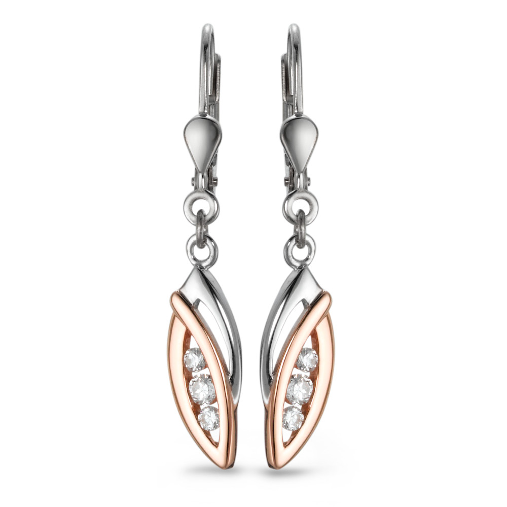 Pendant d'oreilles Argent Zircone blanc, 6 Pierres Rhodié-562317