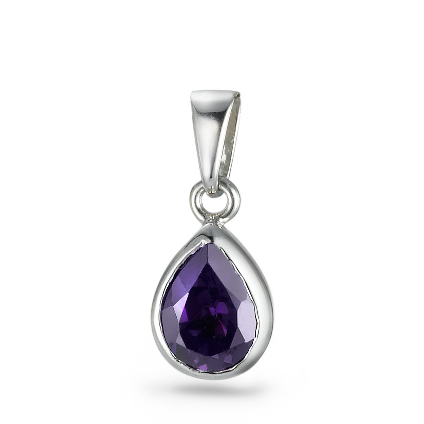 Pendentif Argent Zircone violet Rhodié-562330