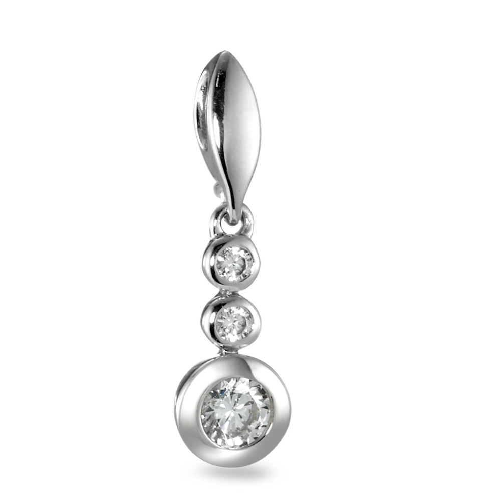 Pendentif Argent Zircone blanc, 3 Pierres Rhodié-562335