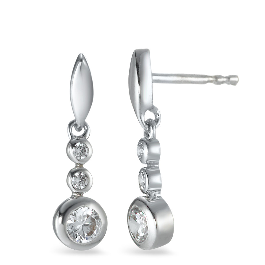 Pendant d'oreilles Argent Zircone blanc, 6 Pierres Rhodié-562336