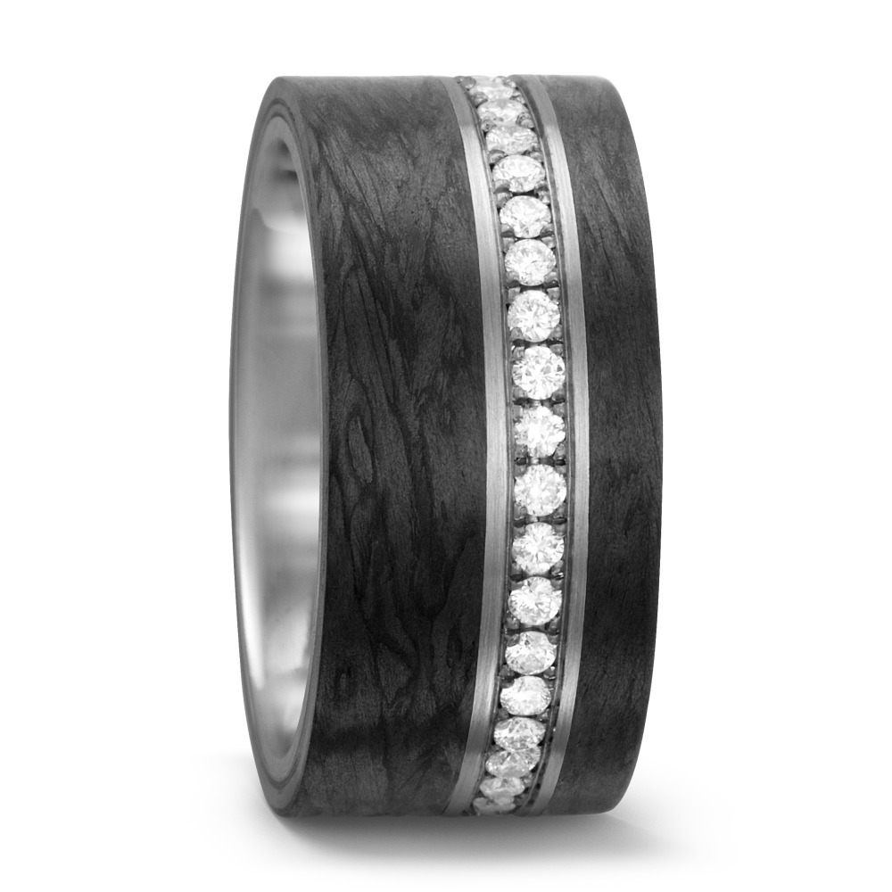 Bague Palladium 950, Carbone Diamant blanc, 0.60 ct, 39 Pierres, w-si-562383