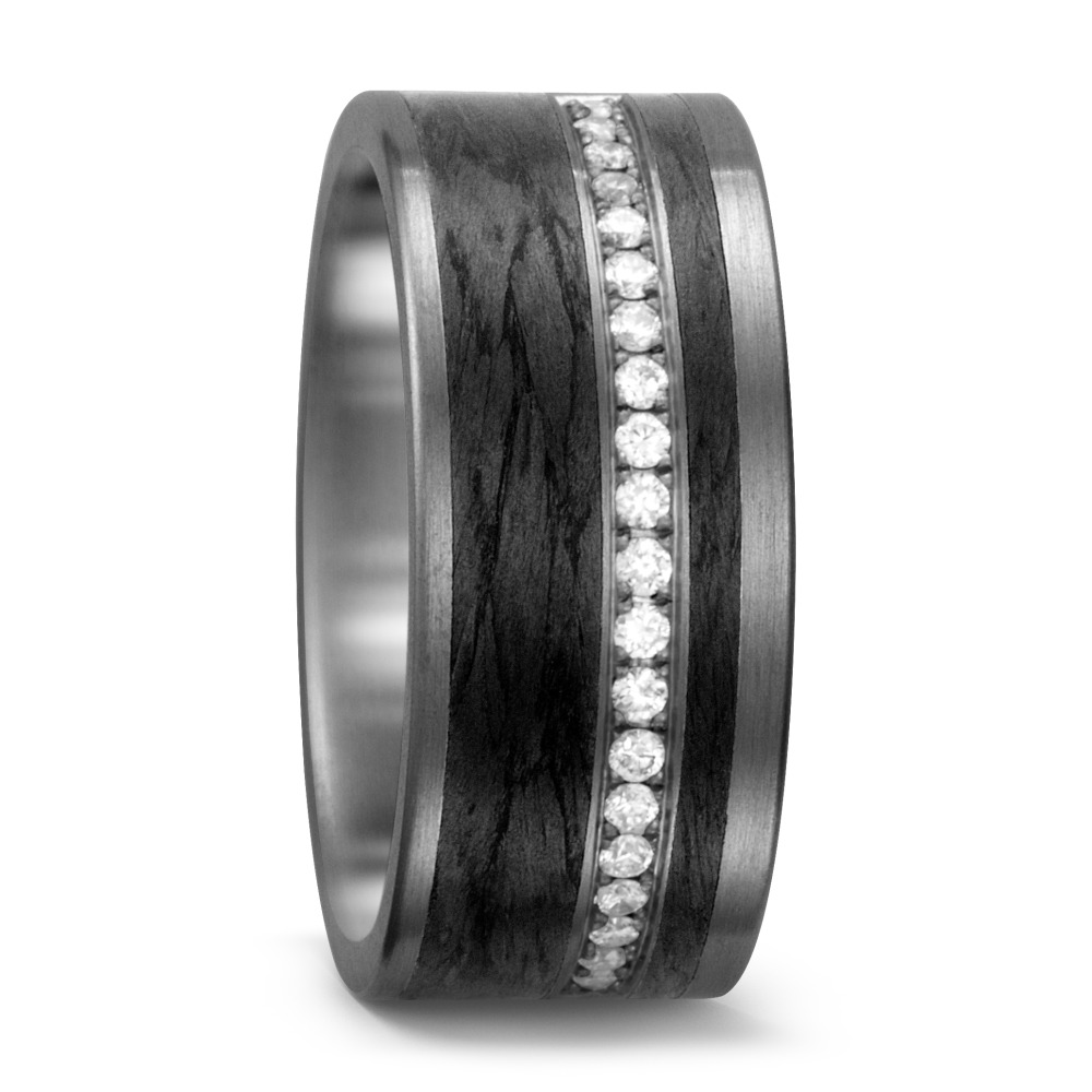 Fingerring 950 Palladium, Carbon Diamant weiss, 0.25 ct, 25 Steine, w-si-562391