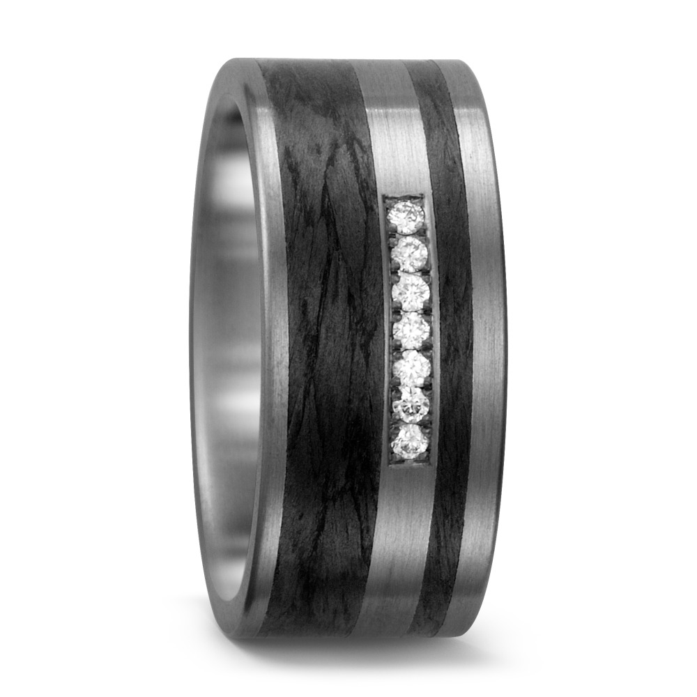 Bague Titane, Carbone Diamant blanc, 0.07 ct, 7 Pierres, w-si-562394