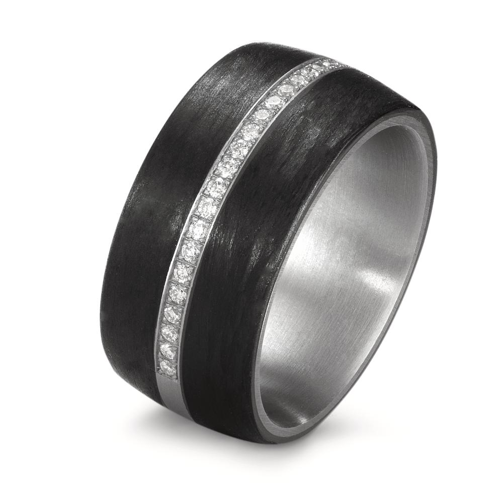 Bague Acier inoxydable, Carbone Diamant blanc, 0.175 ct, 25 Pierres, w-si-562397