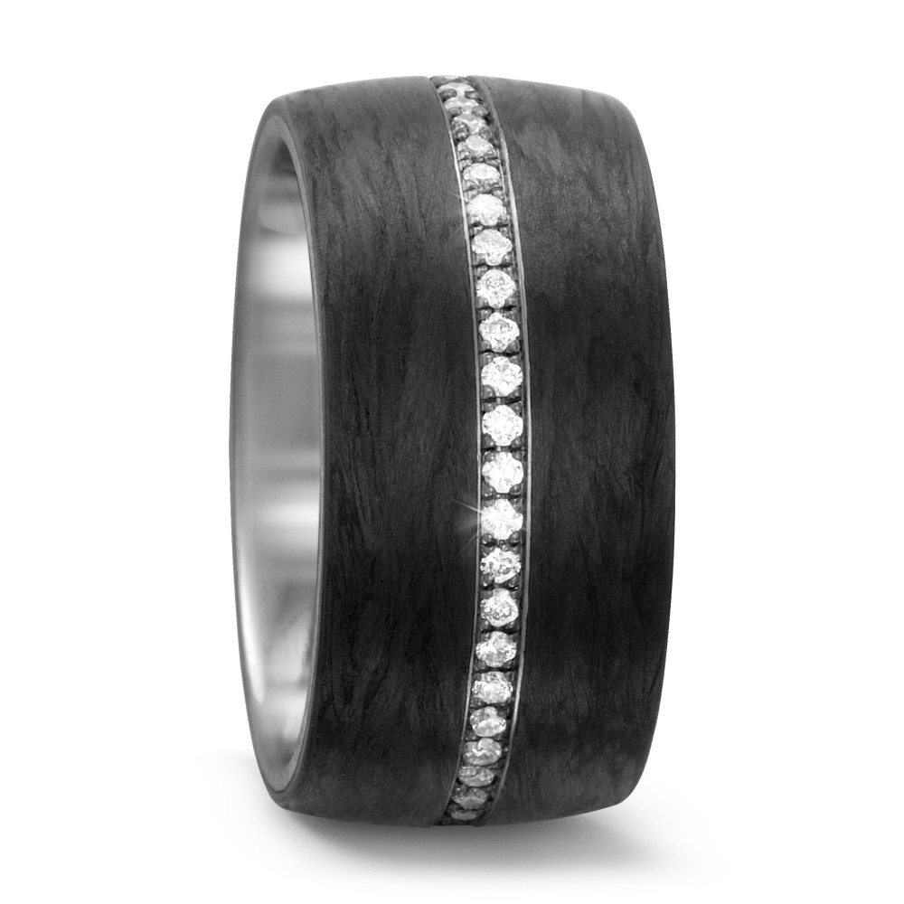 Fingerring 950 Palladium, Carbon Diamant weiss, 0.31 ct, 44 Steine, w-si-562398