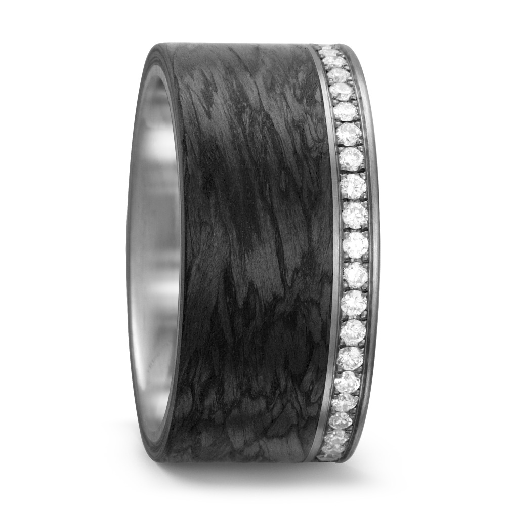 Bague Palladium 950, Carbone Diamant blanc, 0.25 ct, 25 Pierres, w-si-562415