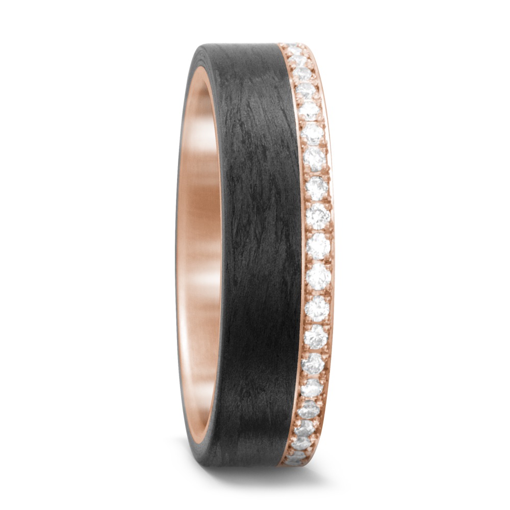 Bague Or rouge 18K, Carbone Diamant blanc, 0.44 ct, 44 Pierres, w-si-562425