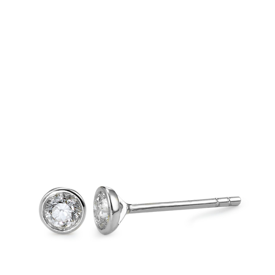 Clous d'oreilles Or blanc 18K Diamant 0.25 ct, 2 Pierres, w-si Ø4 mm-563027