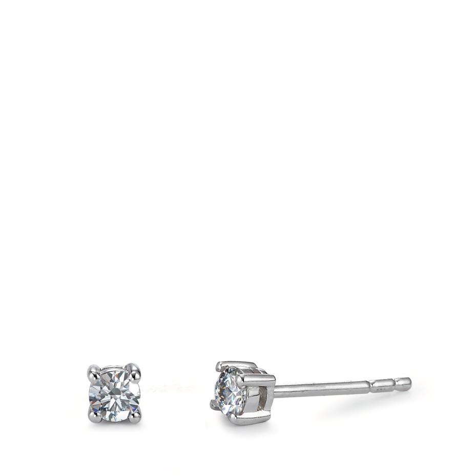 Clous d'oreilles Or blanc 18K Diamant 0.06 ct, 2 Pierres, w-si Ø2 mm-563047