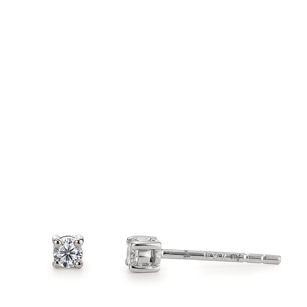 Clous d'oreilles Or blanc 18K Diamant 0.08 ct, 2 Pierres, w-si Ø2.5 mm-563048