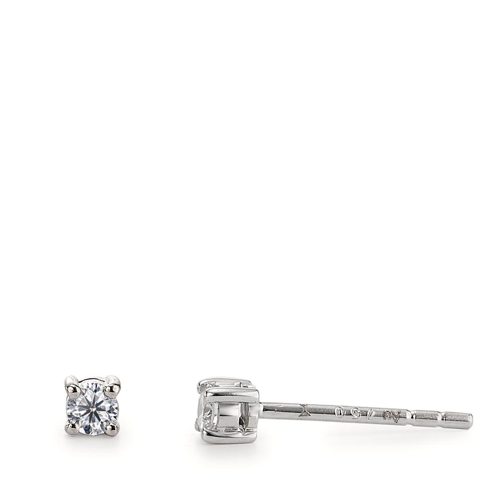 Clous d'oreilles Or blanc 18K Diamant 0.10 ct, 2 Pierres, w-si Ø2.5 mm-563049