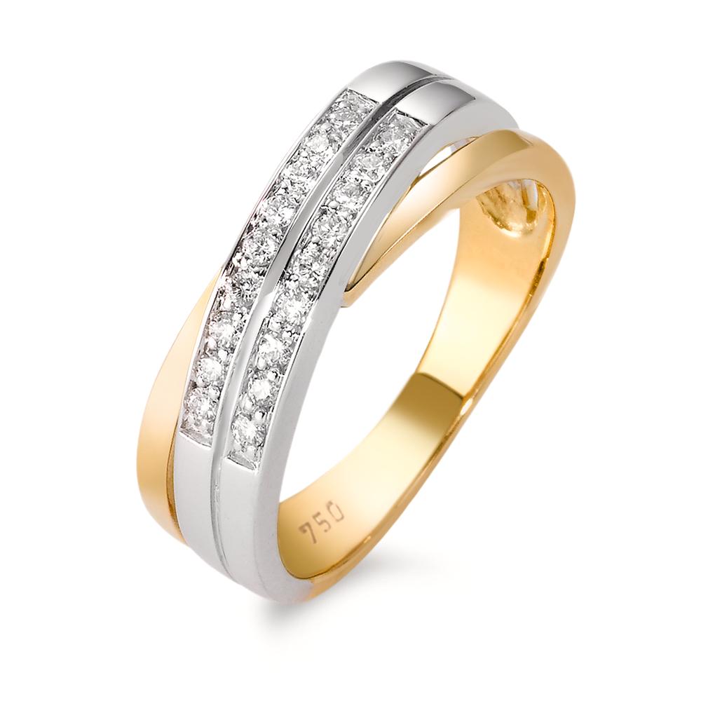 Bague Or jaune 18K, Or blanc 18K Diamant 0.17 ct, 18 Pierres, w-si-563073