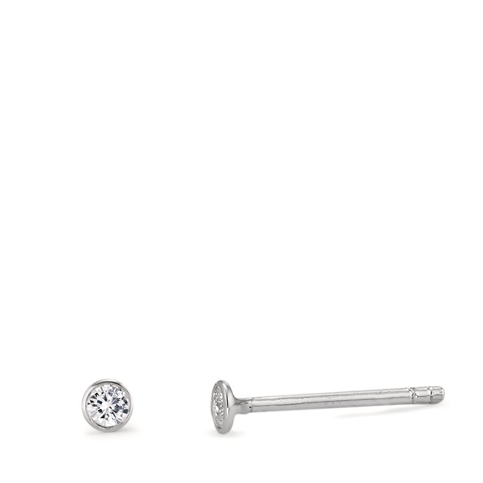 Clous d'oreilles Or blanc 18K Diamant 0.06 ct, 2 Pierres, w-si Ø2.5 mm-563076