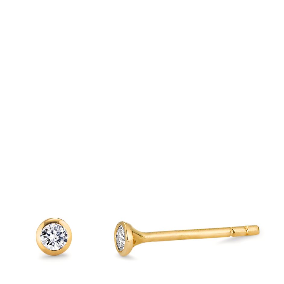 Clous d'oreilles Or jaune 18K Diamant 0.08 ct, 2 Pierres, w-si Ø3 mm-563077
