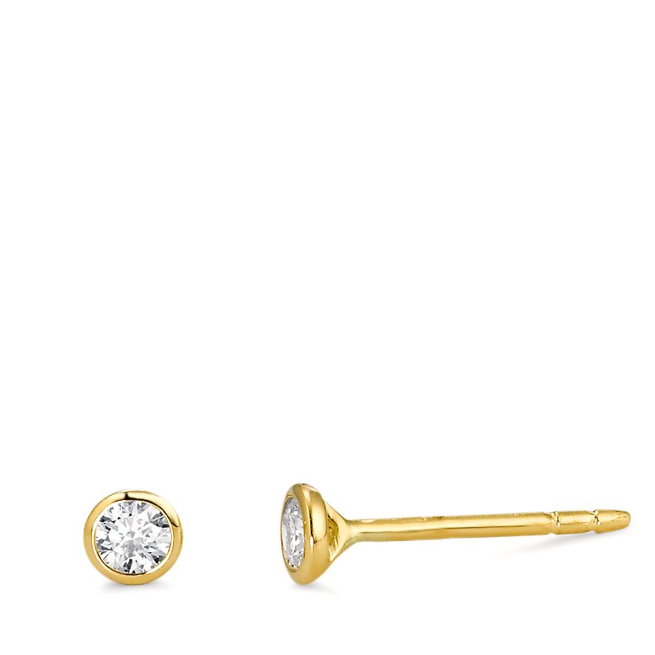 Clous d'oreilles Or jaune 18K Diamant 0.15 ct, 2 Pierres, w-si Ø3.5 mm-563079