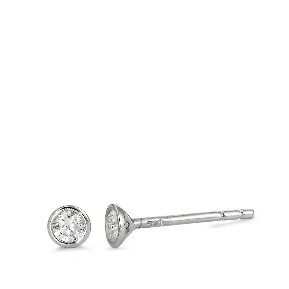 Clous d'oreilles Or blanc 18K Diamant 0.15 ct, 2 Pierres, w-si Ø3.5 mm-563080
