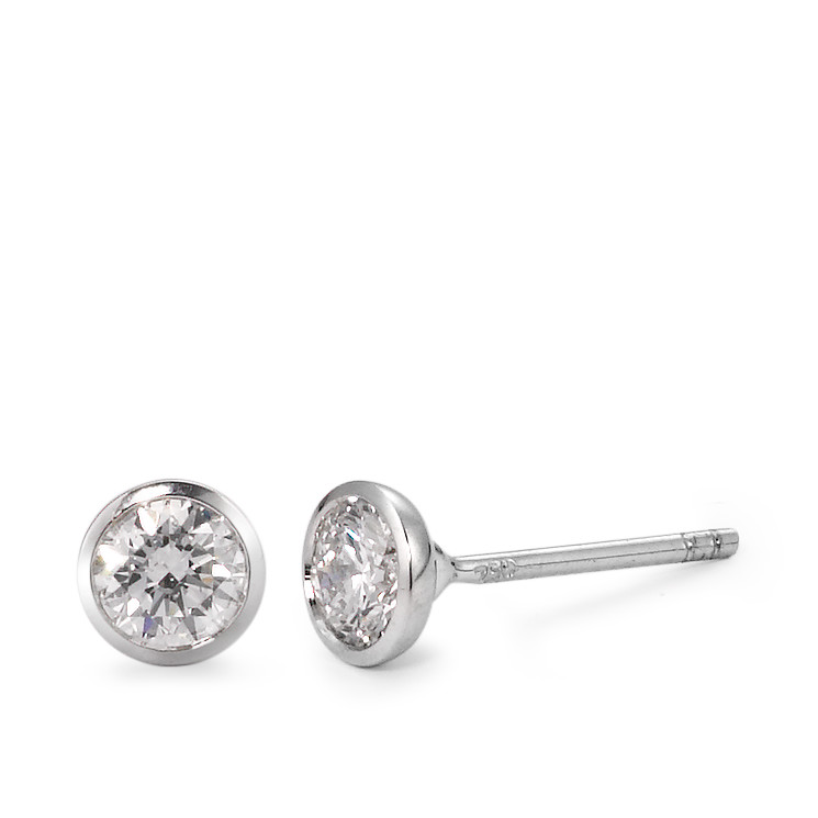 Clous d'oreilles Or blanc 18K Diamant 0.50 ct, 2 Pierres, w-si Ø5 mm-563082