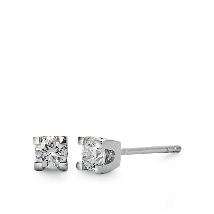 Clous d'oreilles Or blanc 18K Diamant 0.20 ct, 2 Pierres, w-si Ø3 mm-563106