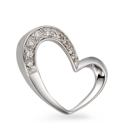 Pendentif Or blanc 18K Diamant 0.05 ct, 8 Pierres, w-si Coeur-563110