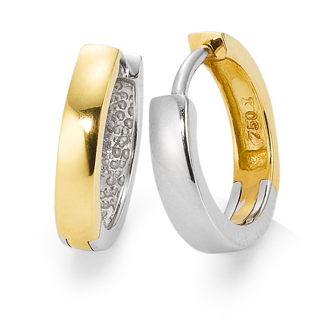 Créoles à charnières Or jaune 18K, Or blanc 18K-563125