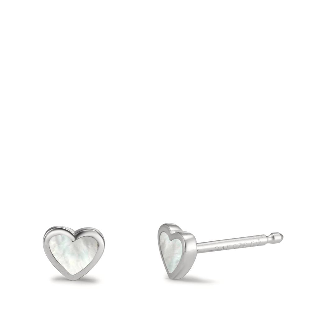 Clous d'oreilles Argent nacre Coeur-563188