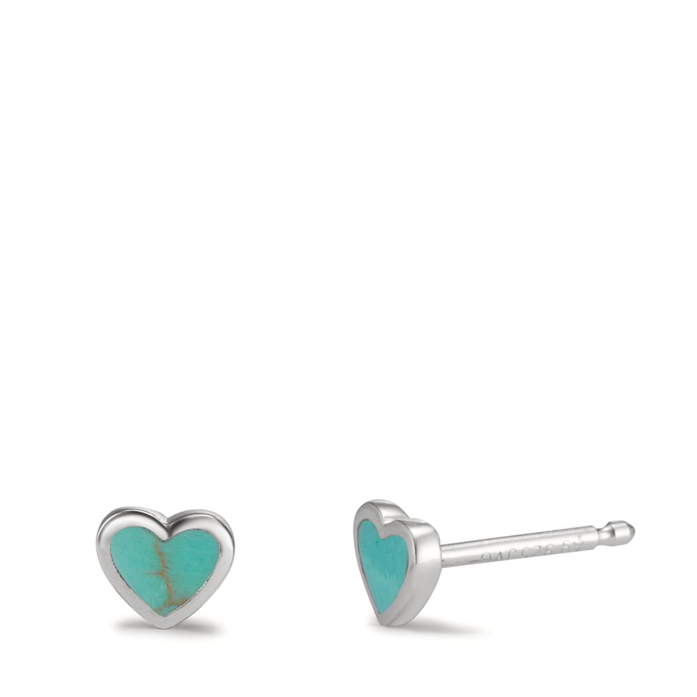 Clous d'oreilles Argent Turquoise turquoise émaillé Coeur-563190