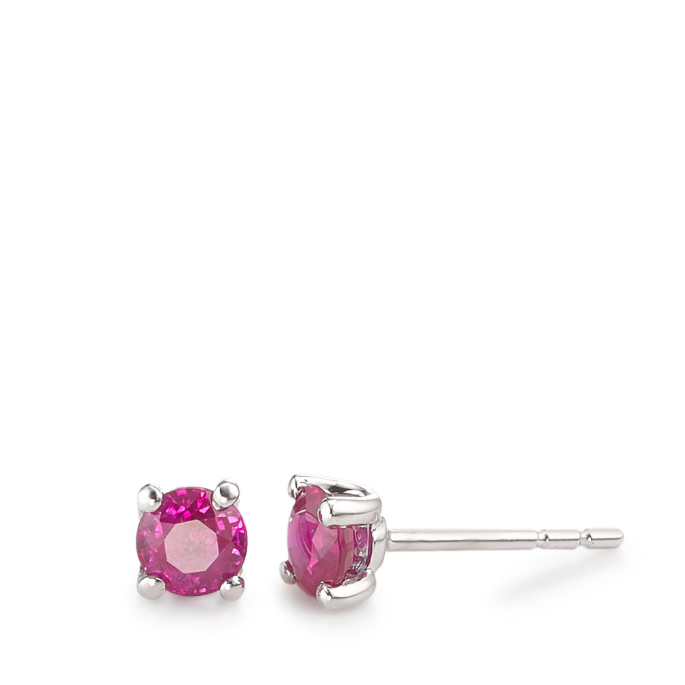 Clous d'oreilles Or blanc 18K Rubis rouge, 0.50 ct, 2 Pierres Ø4 mm-563327