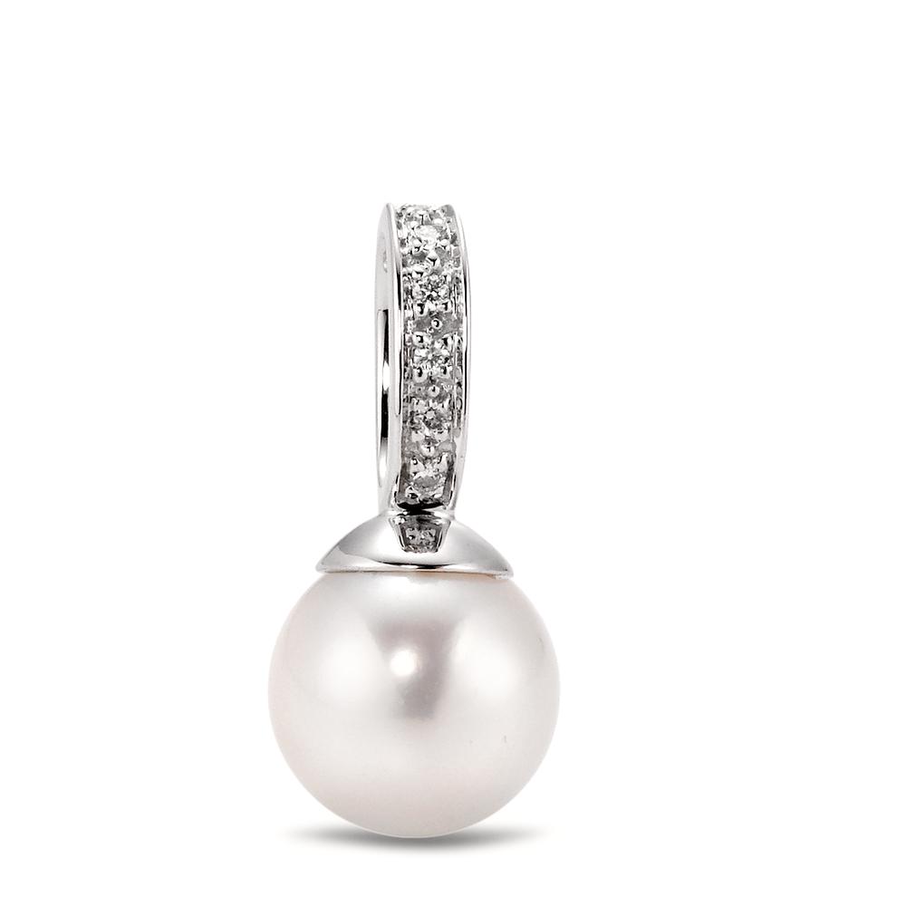 Pendentif Or blanc 18K Diamant 0.04 ct, 6 Pierres, w-si perle d'eau douce, 9 mm-563329