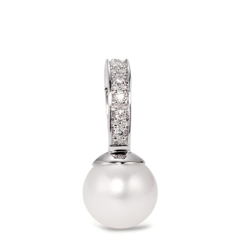 Pendentif Or blanc 18K Diamant 0.04 ct, 6 Pierres, w-si perle d'eau douce, 8 mm-563331