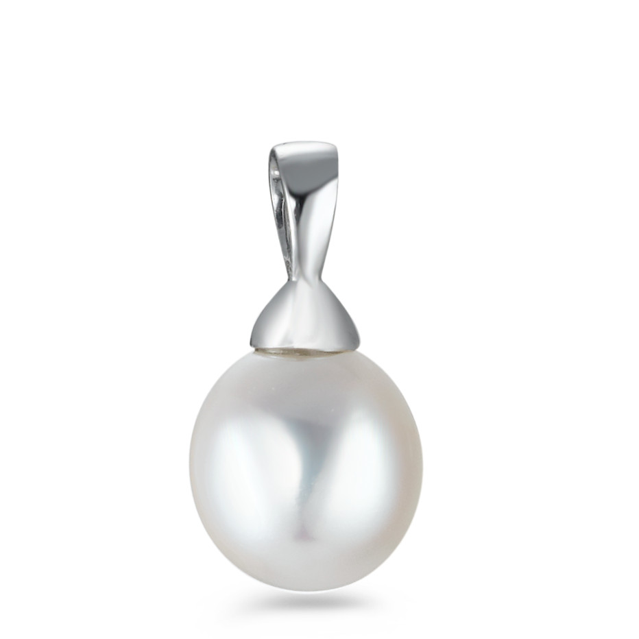 Pendentif Or blanc 18K perle d'eau douce blanc, 8 mm-563332