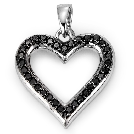 Pendentif Or blanc 18K Diamant noir, 0.20 ct, 33 Pierres, w-si Coeur-563412