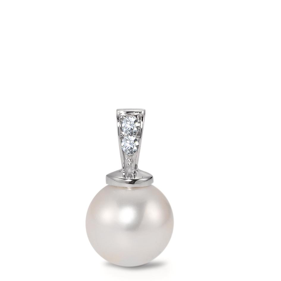 Pendentif Or blanc 18K Diamant 0.025 ct, 2 Pierres, w-si perle d'eau douce, 8 mm-563413