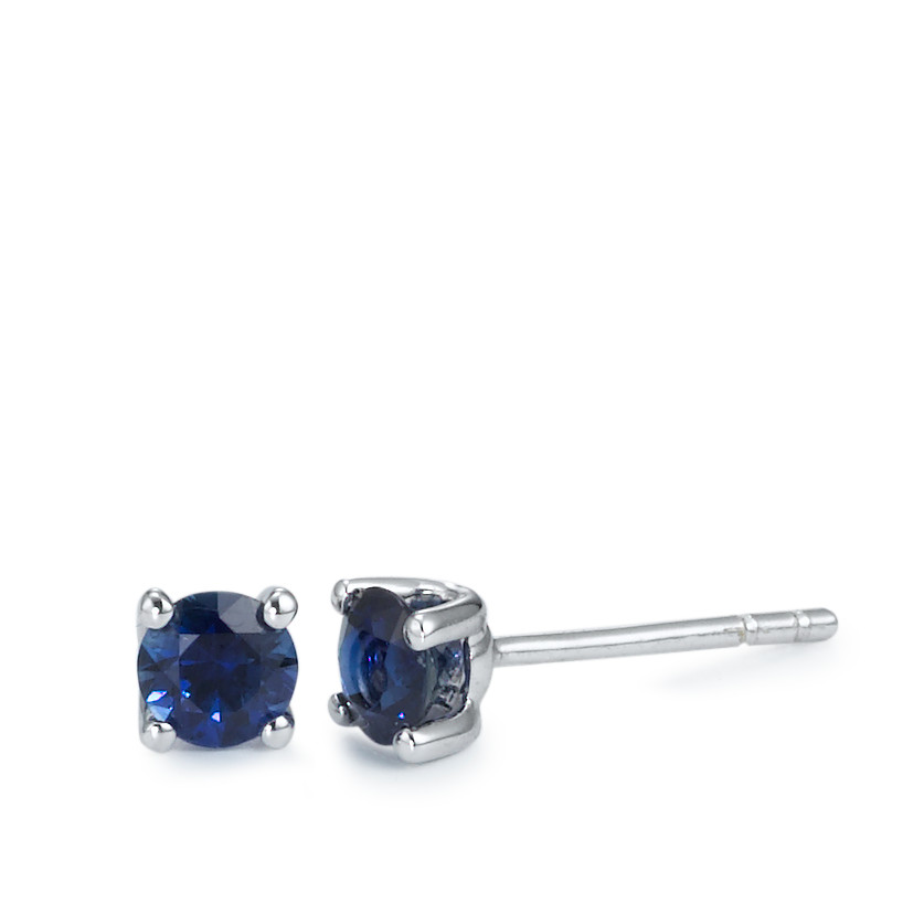 Clous d'oreilles Or blanc 18K Saphir 0.67 ct, 2 Pierres Ø4 mm-563422
