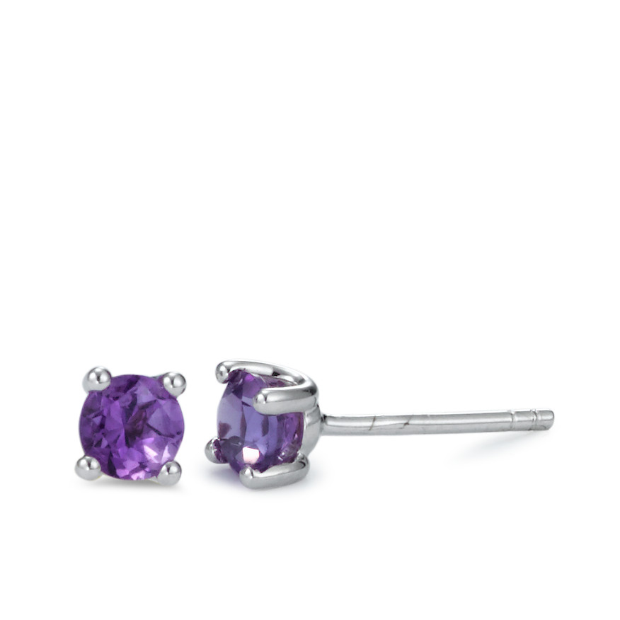 Clous d'oreilles Or blanc 18K Améthyste 0.52 ct, 2 Pierres Ø4 mm-563423