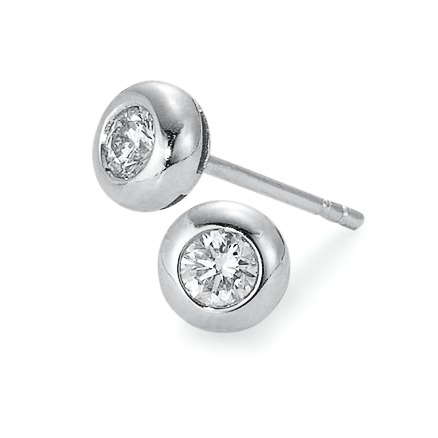 Clous d'oreilles Or blanc 18K Diamant 0.05 ct, 2 Pierres, w-si Ø4 mm-563434