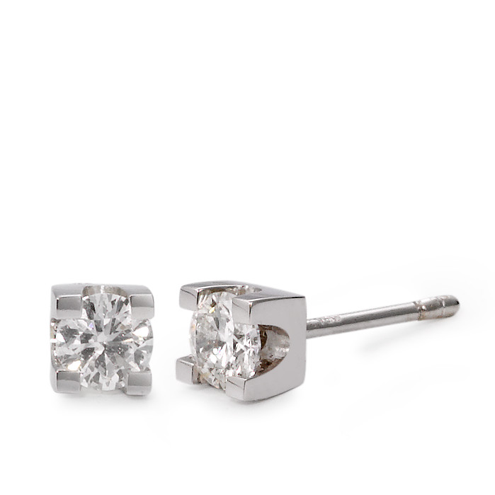 Clous d'oreilles Or blanc 18K Diamant 0.50 ct, 2 Pierres, w-si Ø4 mm-563509