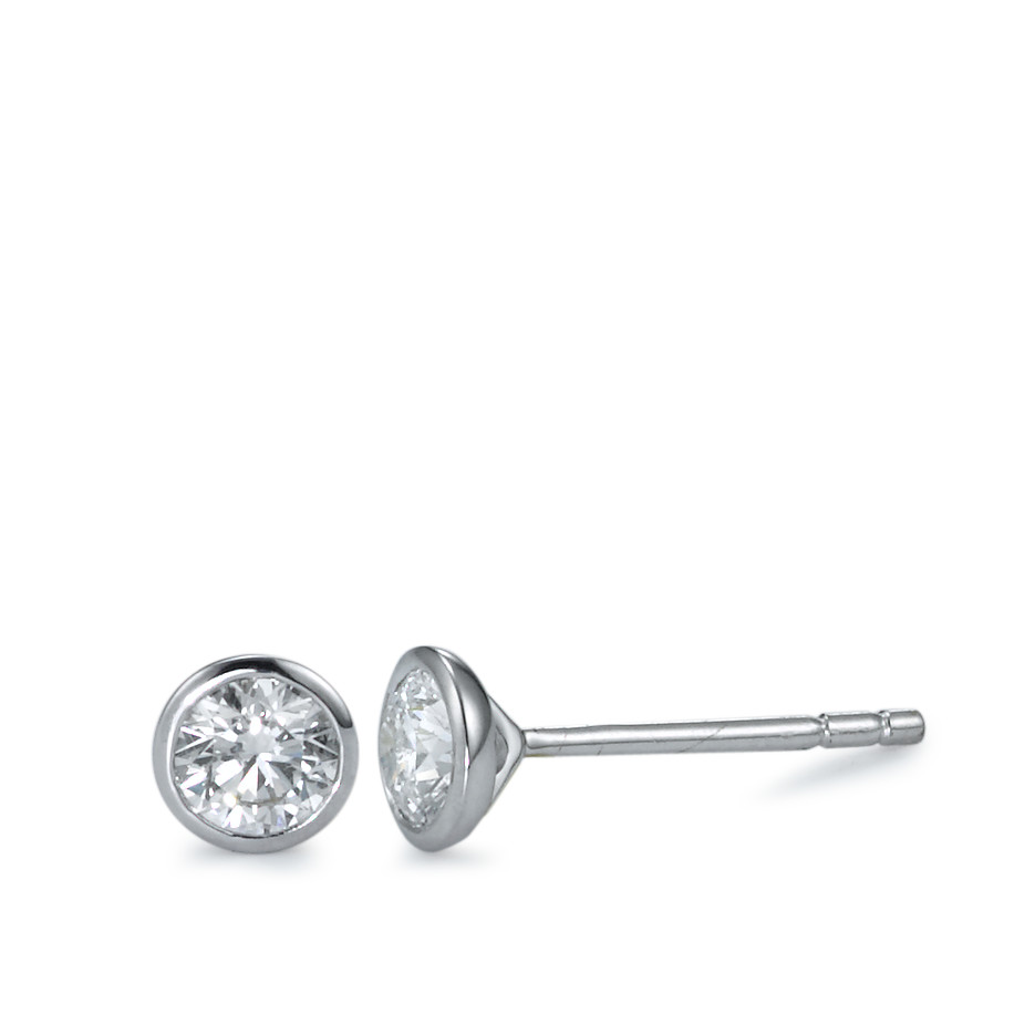 Clous d'oreilles Or blanc 18K Diamant 0.40 ct, 2 Pierres, w-si Ø4.5 mm-563549