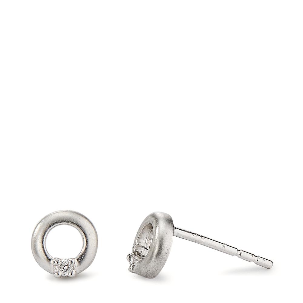 Clous d'oreilles Or blanc 18K Diamant 0.025 ct, 2 Pierres, w-si Ø5.5 mm-563564