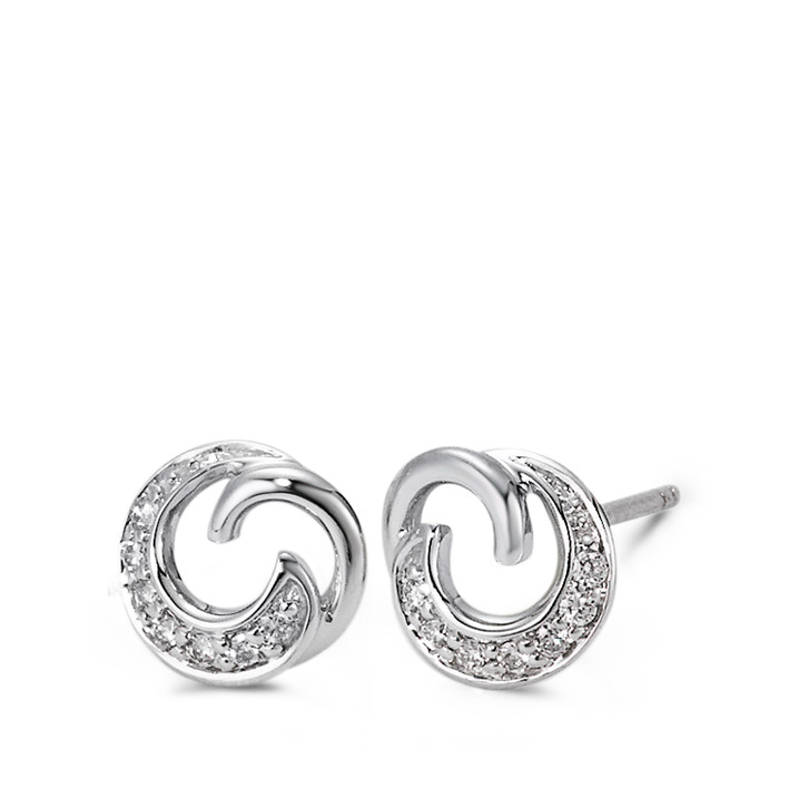 Clous d'oreilles Or blanc 18K Diamant 0.105 ct, 14 Pierres, w-si Ø8.5 mm-563581