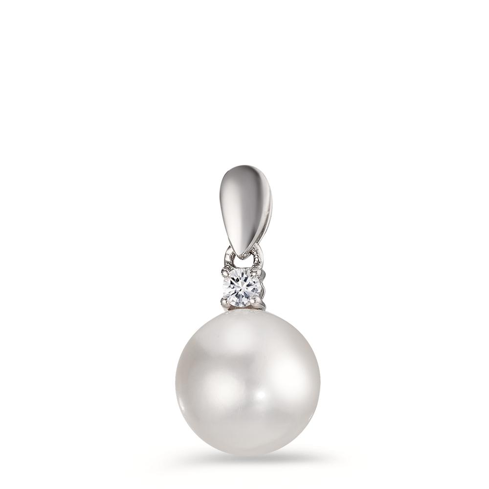 Pendentif Or blanc 18K Diamant 0.06 ct, w-si perle d'eau douce, 10 mm-563585
