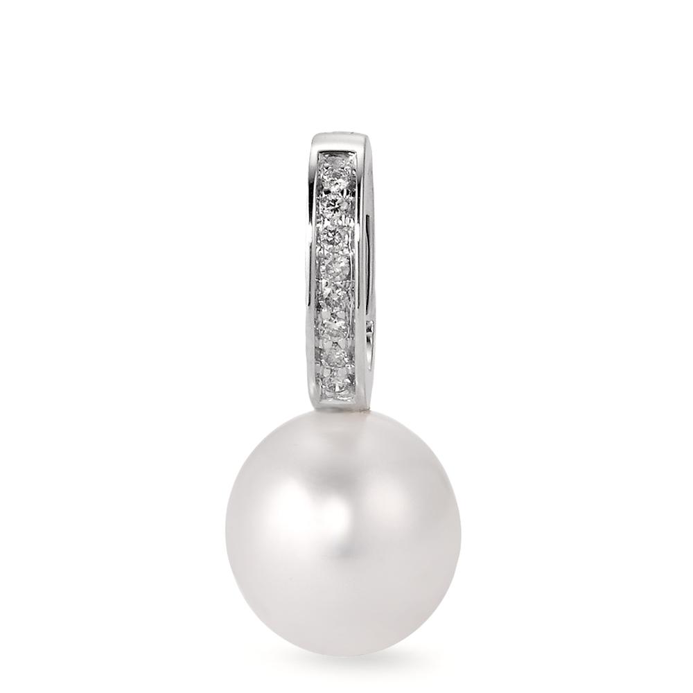 Pendentif Or blanc 18K Diamant 0.04 ct, w-si perle d'eau douce blanc, 9 mm-563591