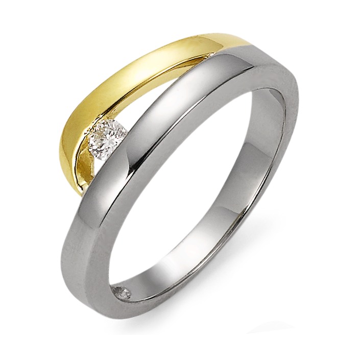 Bague Or blanc 18K, Or jaune 18K Diamant 0.08 ct, w-si-563756