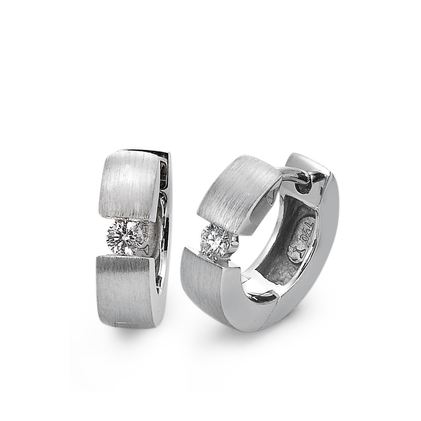 Créoles à charnières Or blanc 18K Diamant 0.13 ct, 2 Pierres, w-si-563760