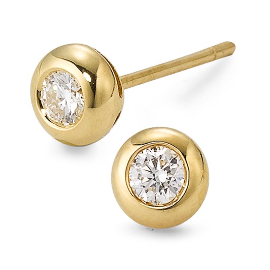 Clous d'oreilles Or jaune 18K Diamant 0.25 ct, 2 Pierres, w-si Ø5 mm-563773