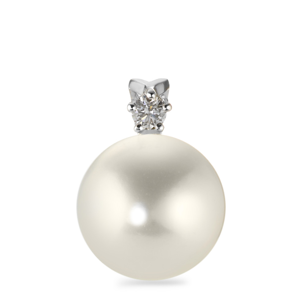 Pendentif Or blanc 18K Diamant 0.05 ct, w-si perle d'eau douce, 10 mm-563775